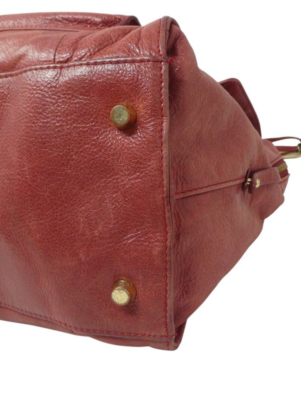 Vince Camuto Red Leather Shoulder Bag Satchel Tote Crossbody Purse - Picture 7 of 14